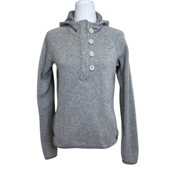 North Face Hoodie Sweater 1/4 Button Gray Pullover Crescent Sunrise Women Size M - Picture 1 of 7